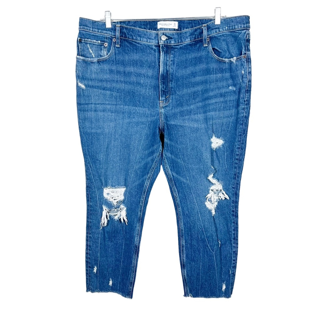 Abercrombie & Fitch Womens High Rise Distressed Mom Jeans Plus Size 20 Short